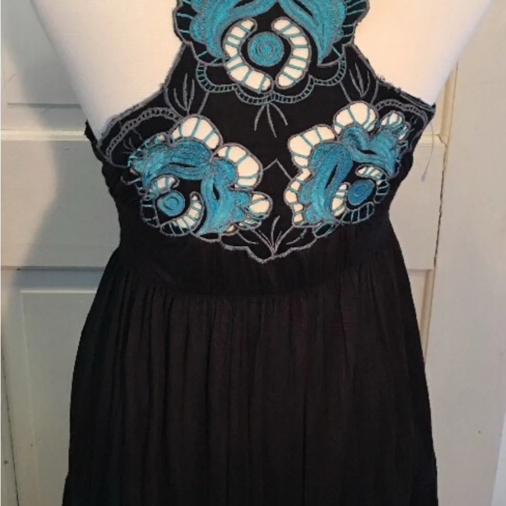 Free People Endless Summer Cutwork Embroidered Dress turquoise teal lace‎ cutout